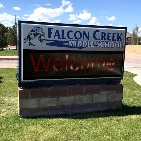 School Sign for Falcon Creek Middle School