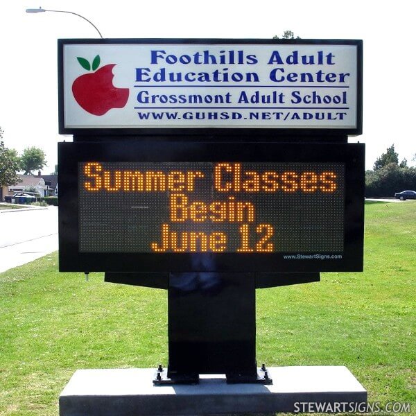 School Sign for Foothills Adult Center