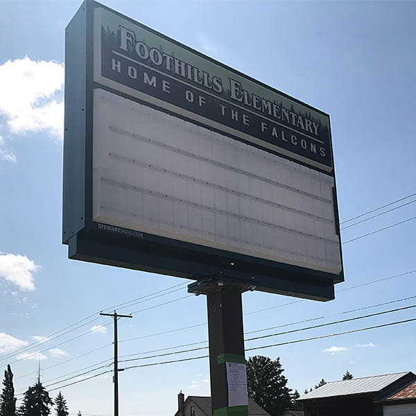 School Sign for Foothills Elementary School