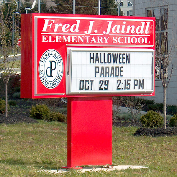 School Sign for Fred J. Jaindl Elementary School