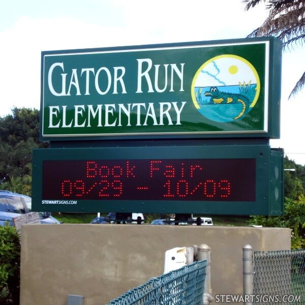 School Sign for Gator Run Elementary