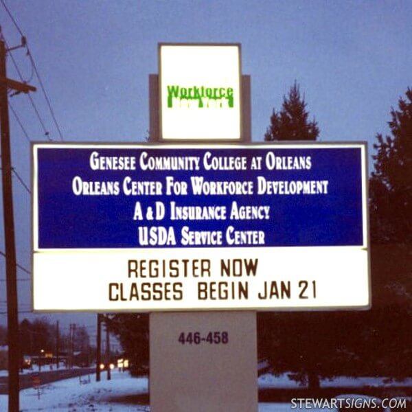 School Sign for Genesee Community College