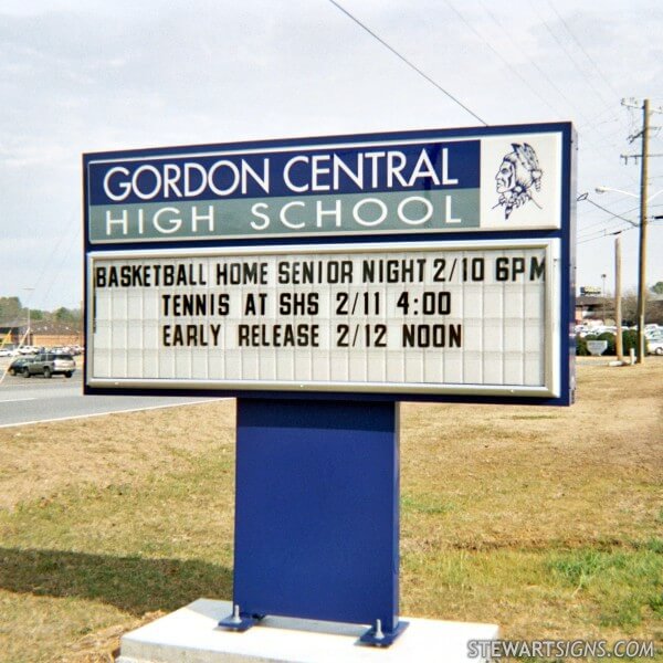 School Sign for Gordon Central High School