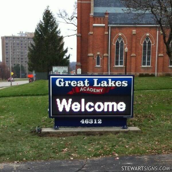 School Sign for Great Lakes Academy