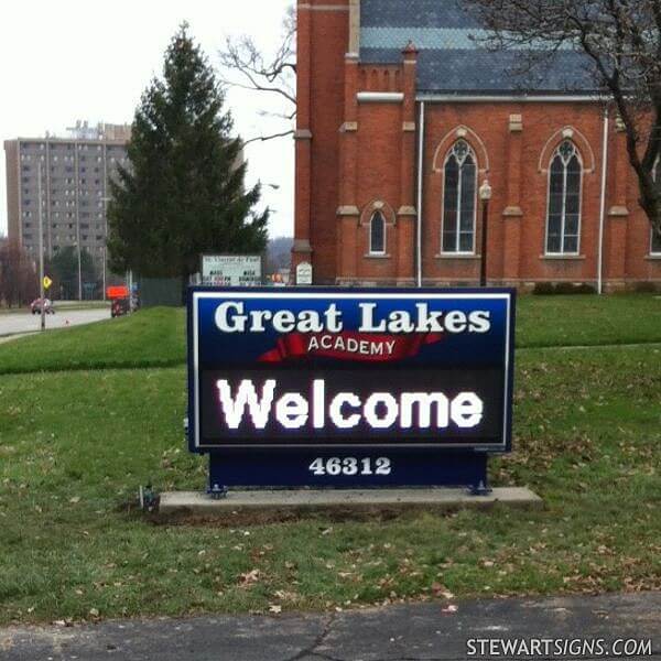 School Sign for Great Lakes Academy