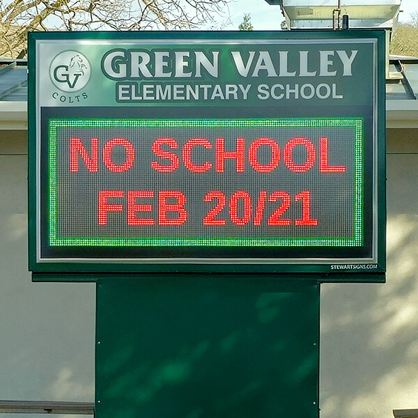 School Sign for Green Valley Elementary