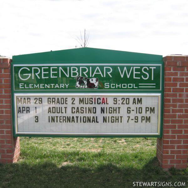 School Sign for Greenbriar West Elementary School