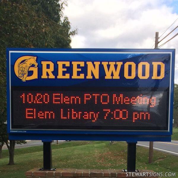 School Sign for Greenwood School District