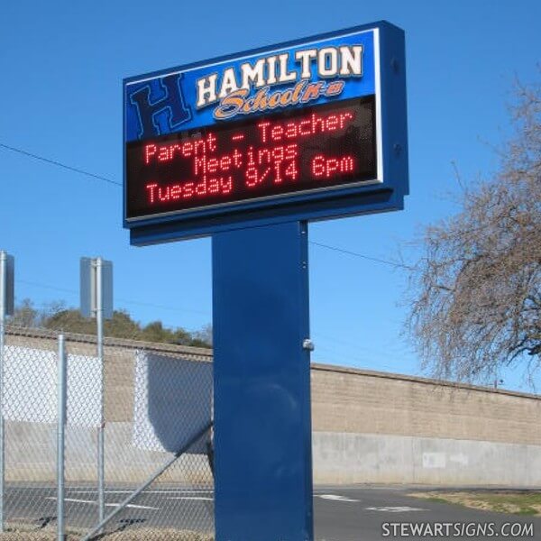 School Sign for Hamilton School K-8