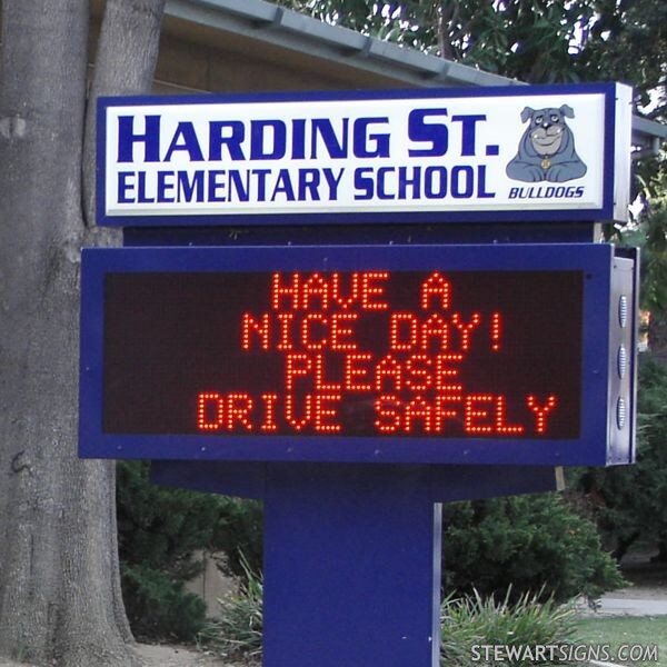 School Sign for Harding Street Elementary School