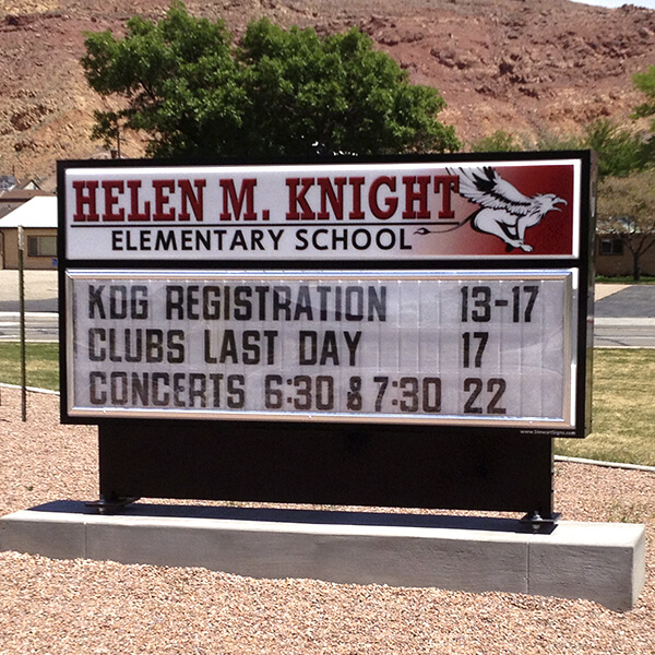 School Sign for Helen M Knight Elementary School