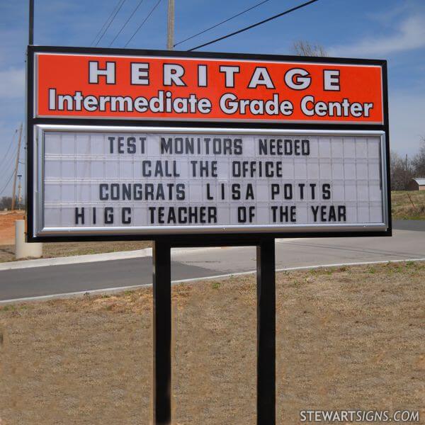 School Sign for Heritage Intermediate Grade Center