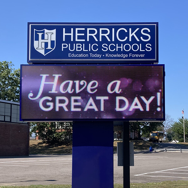 School Sign for Herricks Public Schools