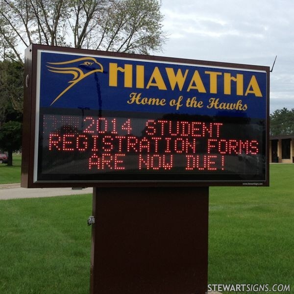 School Sign for Hiawatha High School