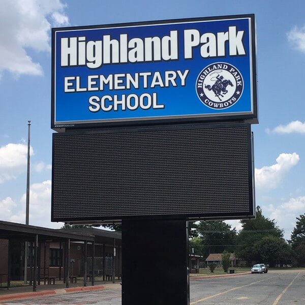 School Sign for Highland Park Elementary School