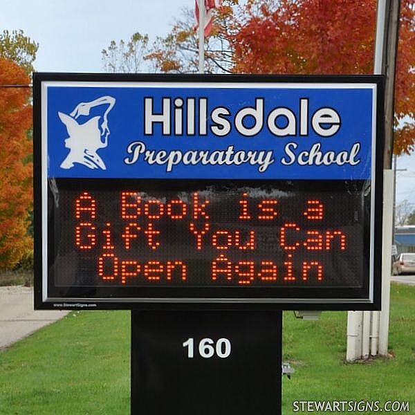 School Sign for Hillsdale Preparatory School