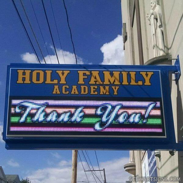 School Sign for Holy Family Academy