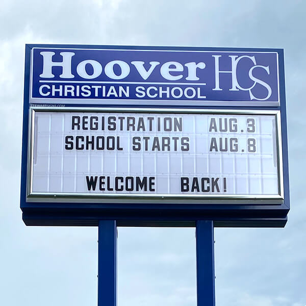 School Sign for Hoover Christian School