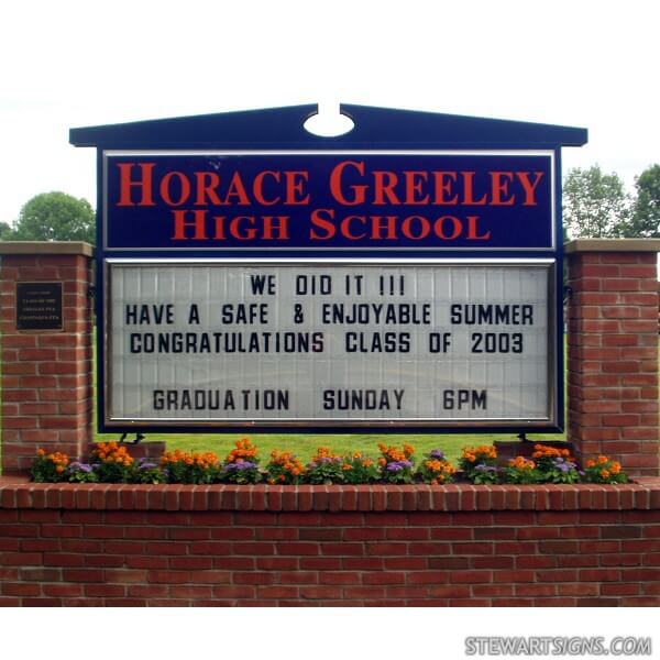 School Sign for Horace Greeley High School