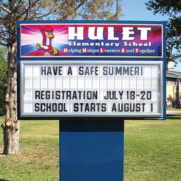 School Sign for Hulet Elementary School