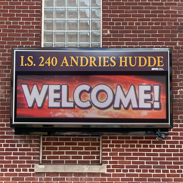 School Sign for I.s. 240 Andries Hudde
