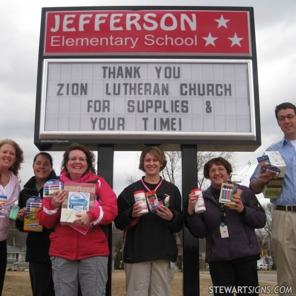 School Sign for Jefferson Elementary School