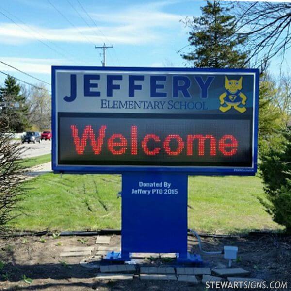 School Sign for Jeffery Elementary School