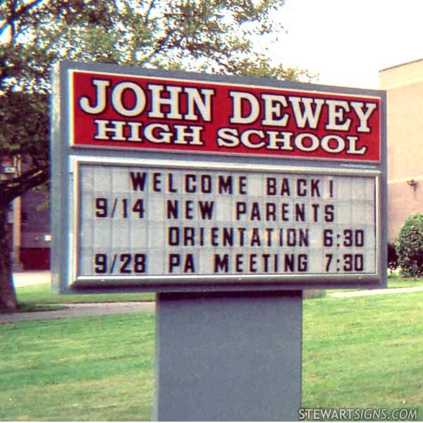 School Sign for John Dewey High School