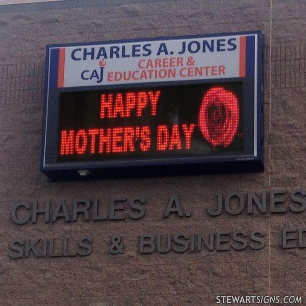 School Sign for Charles A Jones Career & Education Center