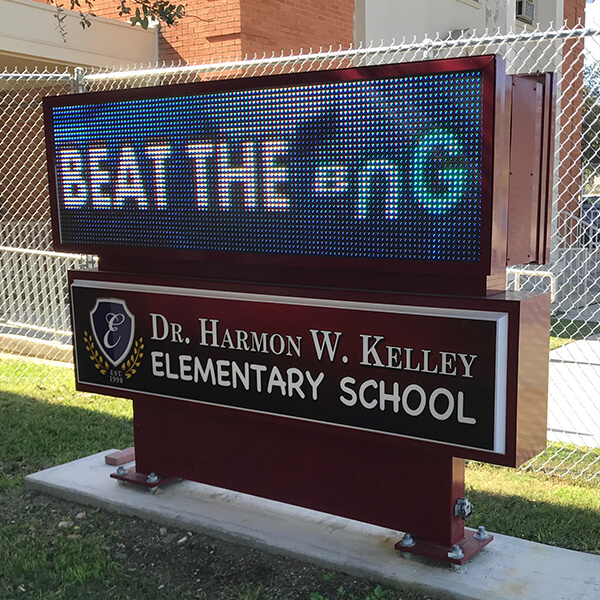 School Sign for Dr Harmon Kelley Elementary School