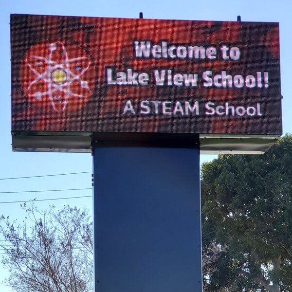 School Sign for Lake View Elementary School