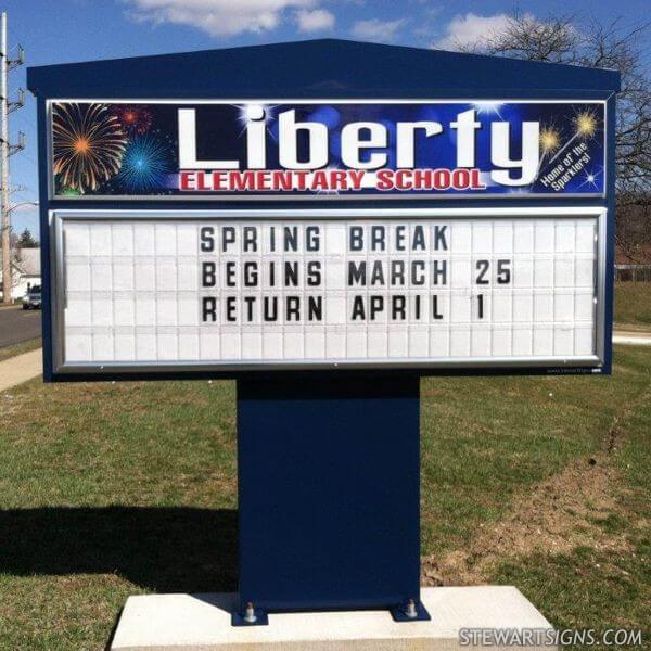 School Sign for Liberty Elementary School