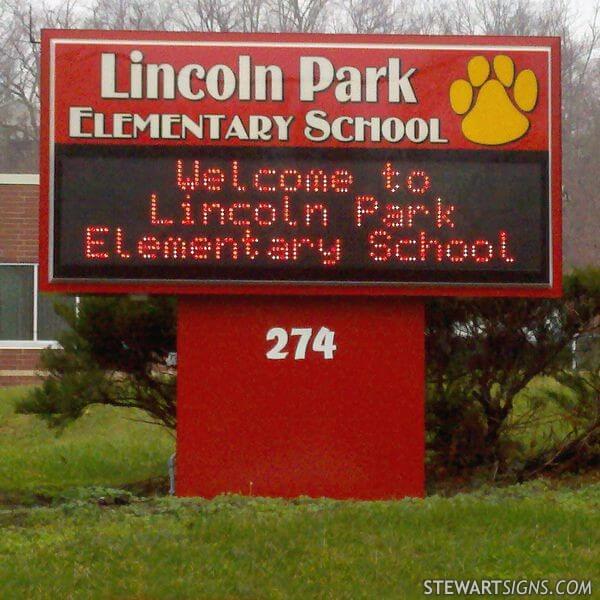School Sign for Lincoln Park Elementary School