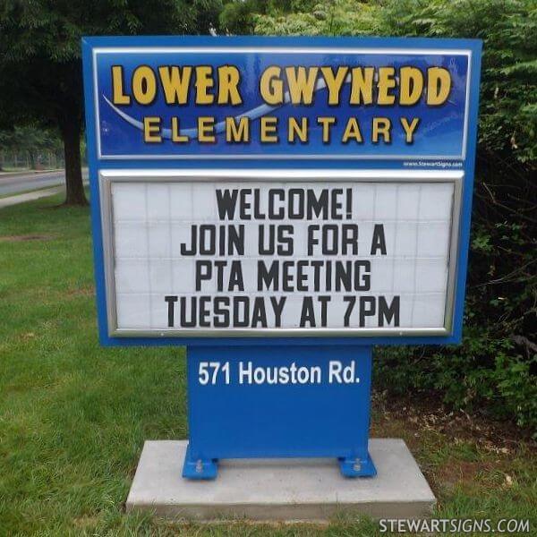 School Sign for Lower Gwynedd Elementary School