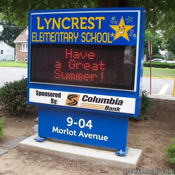 School Sign for Lyncrest Elementary School