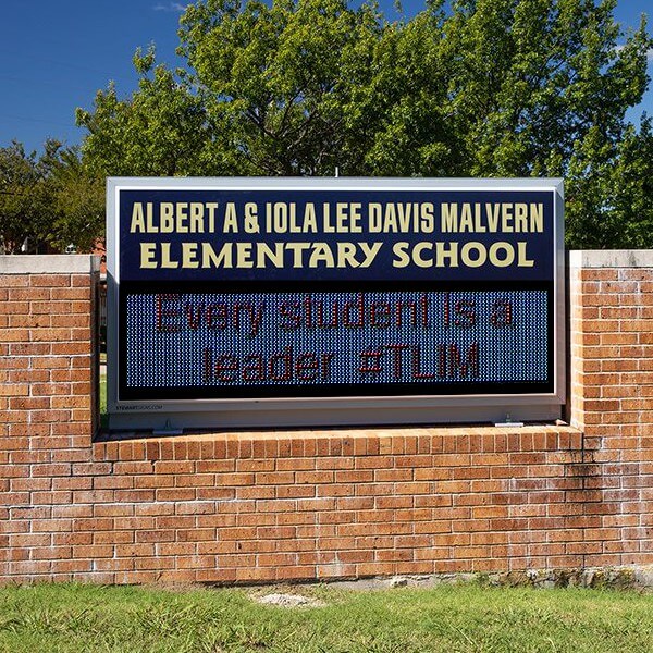School Sign for Malvern Elementary School Mckinney, TX