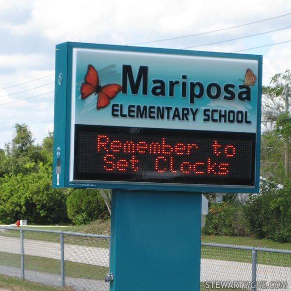 School Sign for Mariposa Elementary School