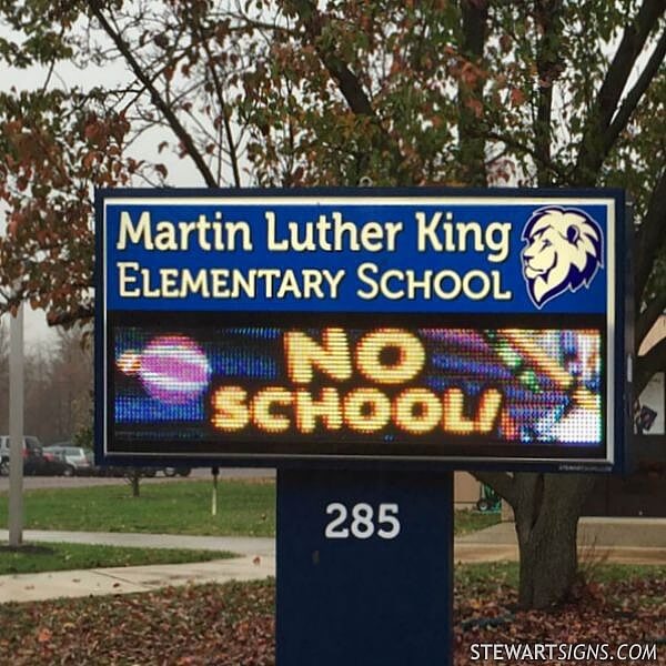 School Sign for Martin Luther King Elementary School