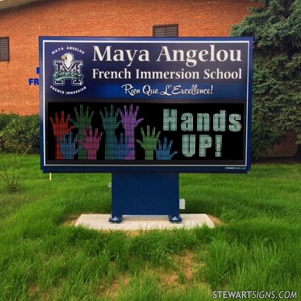 School Sign for Maya Angelou French Immersion School