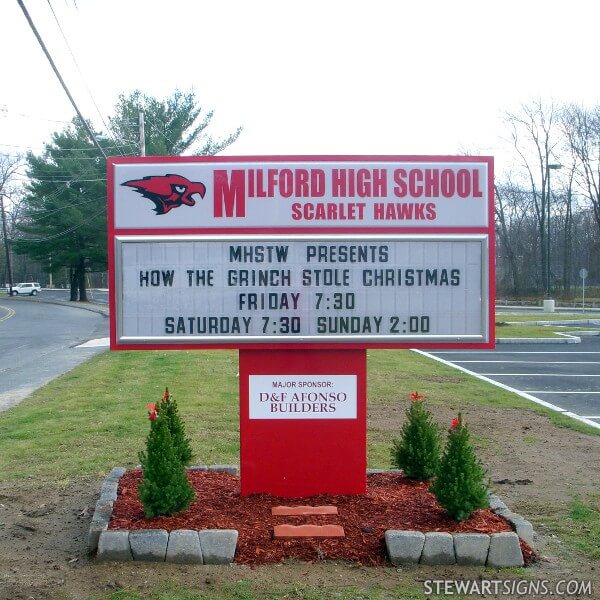 School Sign for Milford High School