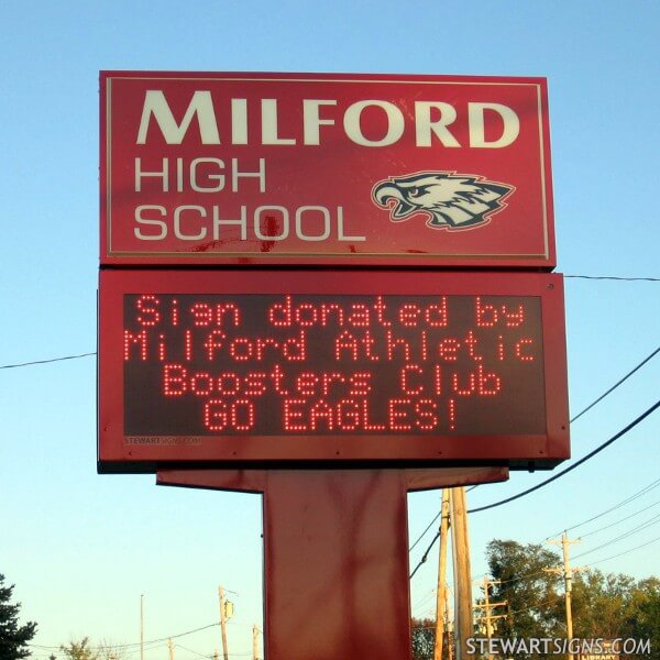 School Sign for Milford High School