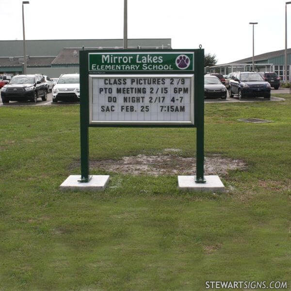 School Sign for Mirror Lakes Elementary School