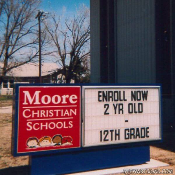 School Sign for Moore Christian Schools
