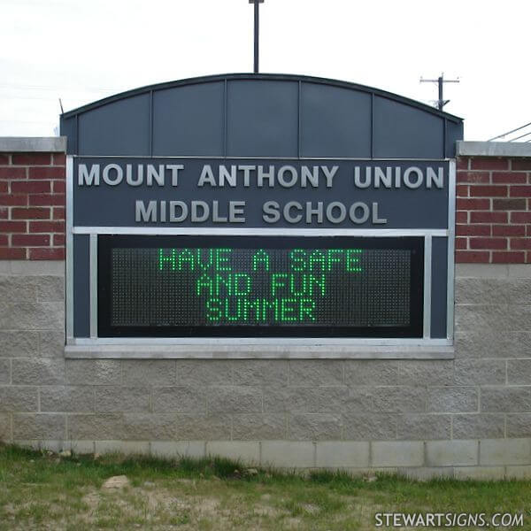 School Sign for Mt Anthony Union Middle School