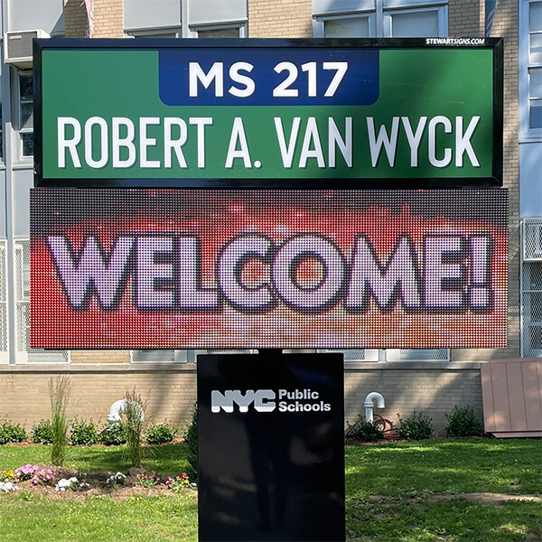 School Sign for Ms 217q Robert A. Van Wyck