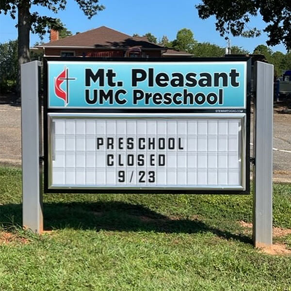 Church Sign for Mt. Pleasant United Methodist Church and Preschool