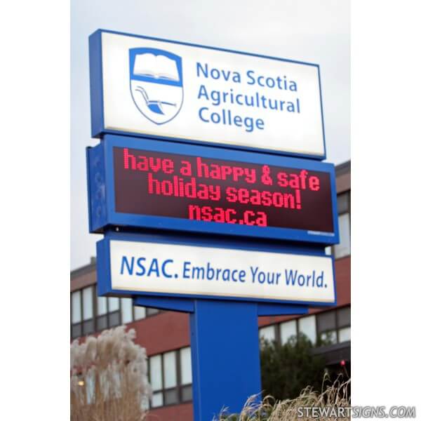 School Sign for Nova Scotia Agricultural College