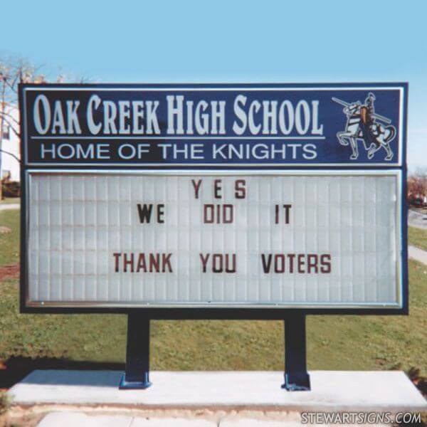 School Sign for Oak Creek Senior High School