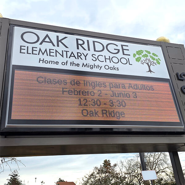 School Sign for Oak Ridge Elementary School