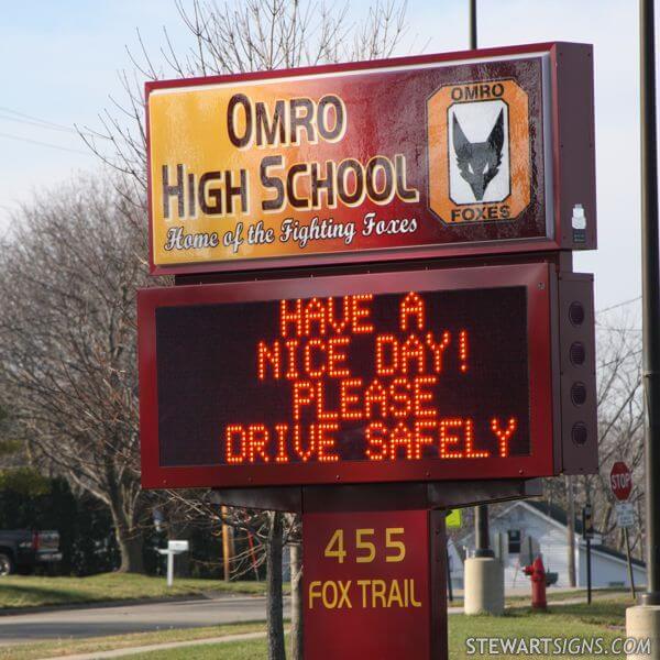 School Sign for Omro High School